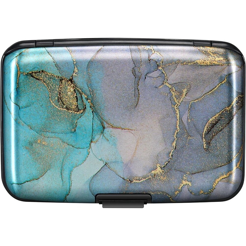Wallet Credit Cards Holder Blue Purple Marble - Picture 4 of 7